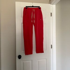 Figs Neon Red Yola Skinny Scrub Pants